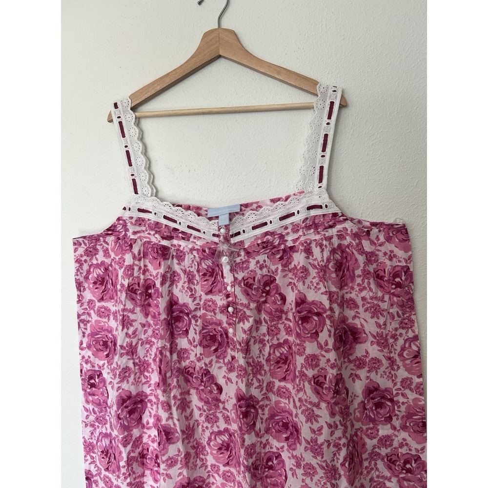 Only Necessities Plus Size 1X 22/24 Short 2-Piece Cabbage-Rose Peignoir Set - Picture 9 of 10